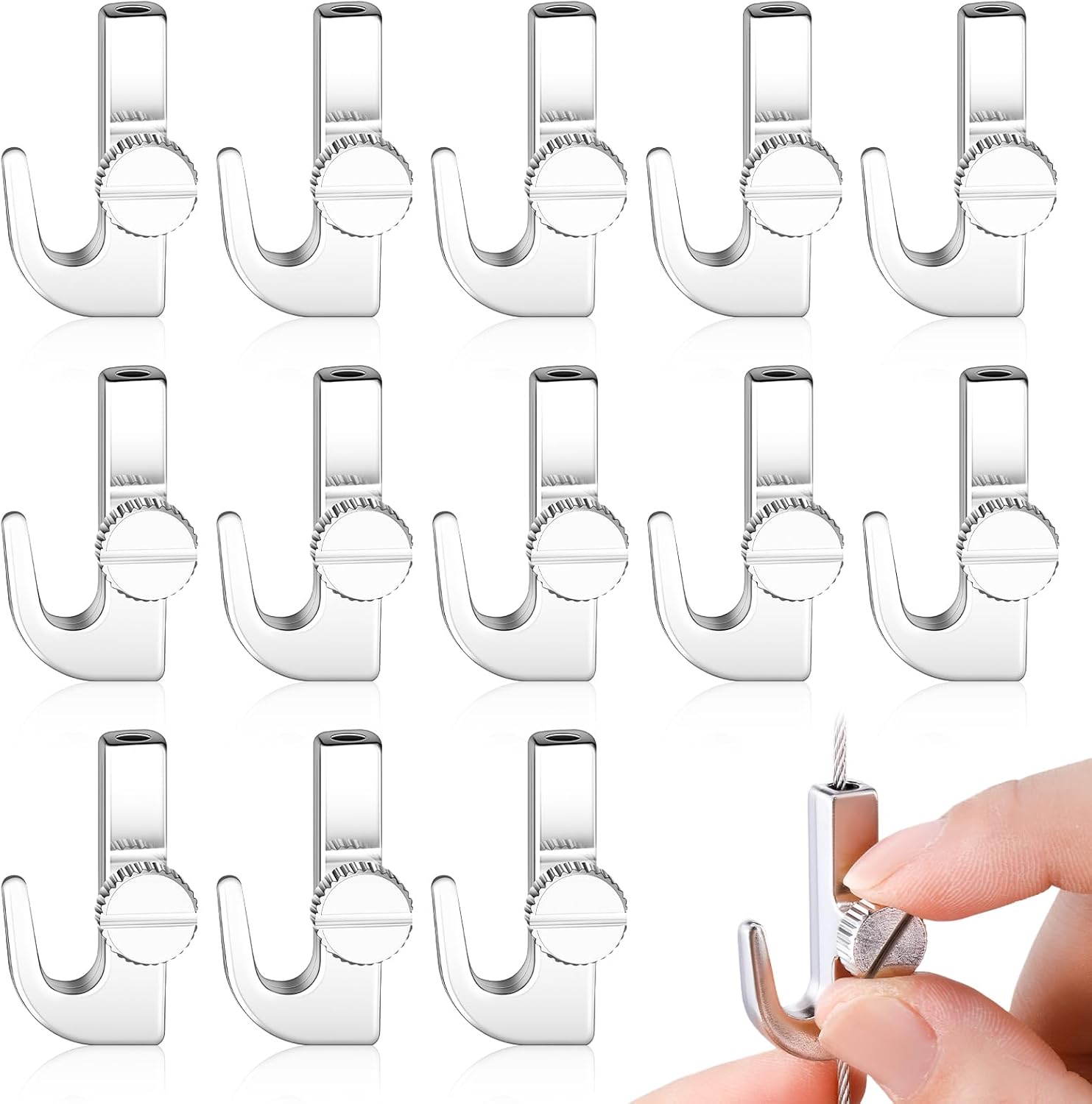 Hicarer 12 Pcs Adjustable Hooks for Gallery Picture Hanging System Picture Rail Hooks Hangers for Exhibition Art Gallery Supplies(Normal)