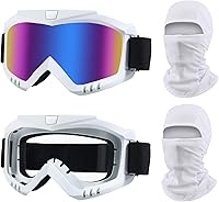 Vista 18 de Gafas de motocross para motocross, paquete de 2 gafas de motocross con protección solar y UV, pasamontañas, cubierta completa para jóvenes
