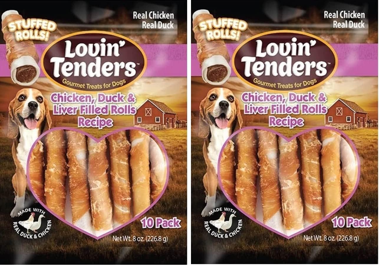 Lovin' Tenders Real Chicken Stuffed Rawhide Rolls Dog