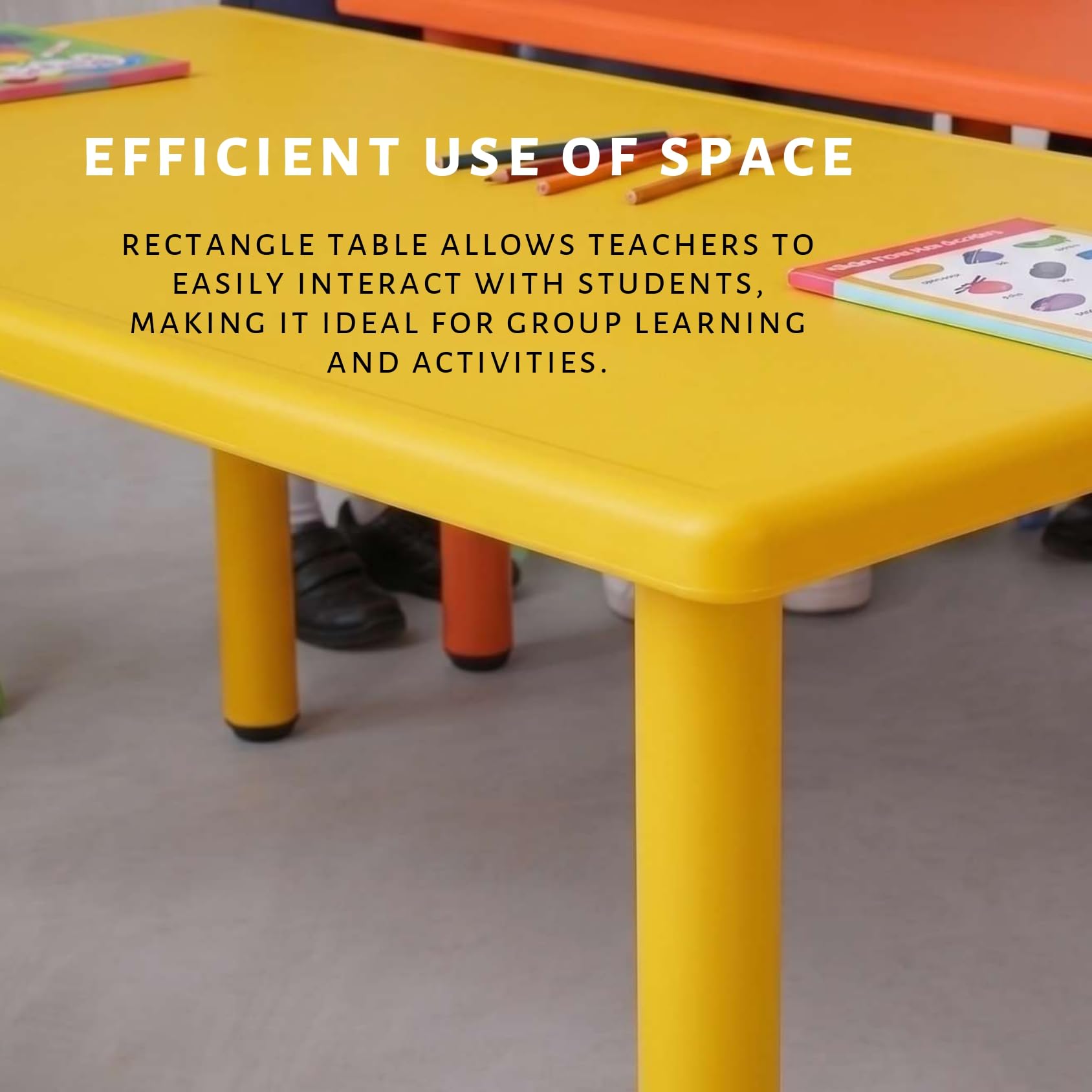 eHomeKart Rectangle Kids Table Set of 2 with 10 Chairs – Two Plastic Study Table for Home or School (48" L x 24" B) – Indoor & Outdoor Use – Color May Vary – 10 Chairs 4