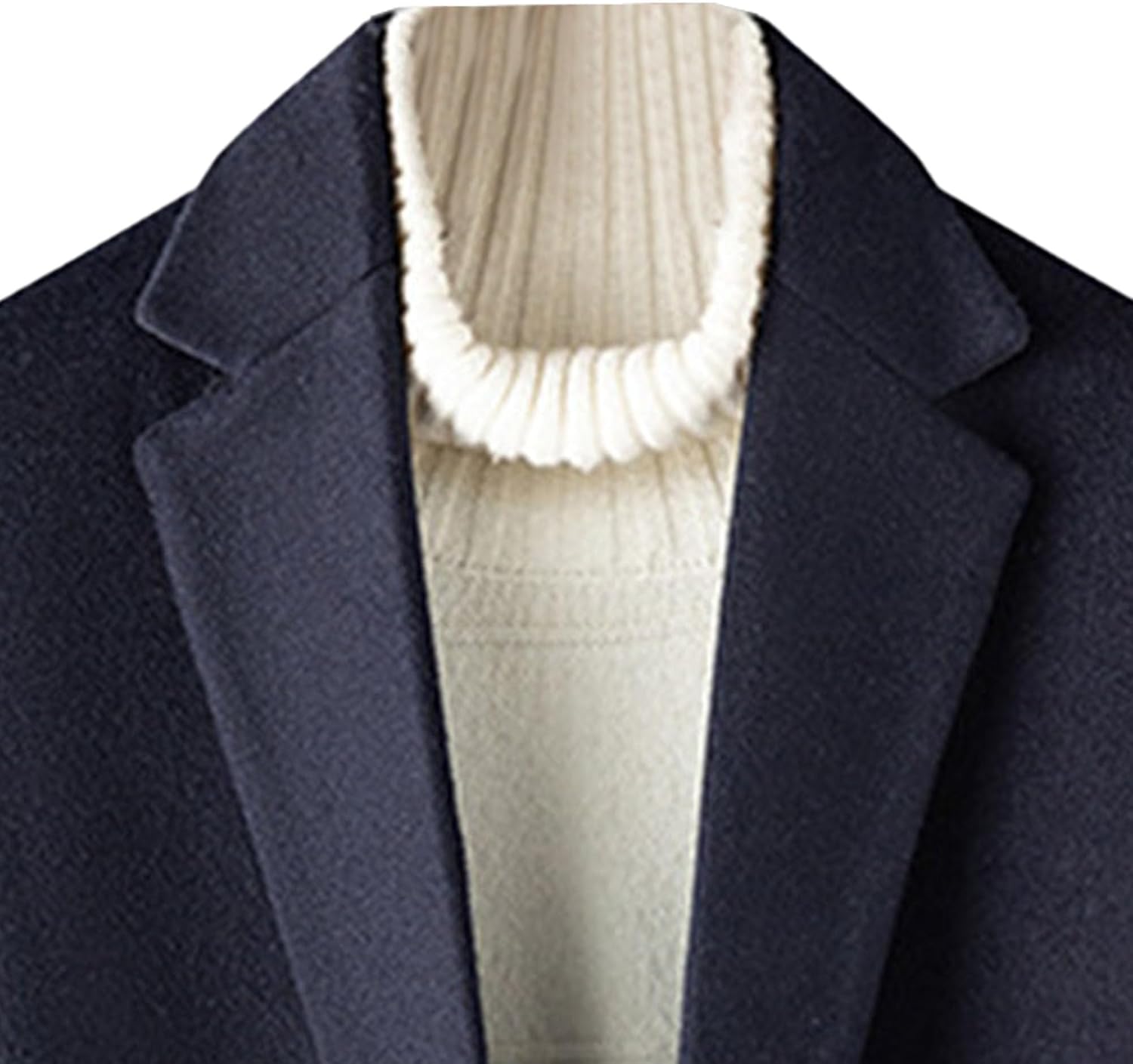 Maiyifu-GJ Men's Business Wool Blend Coat Notched Lapel Single Breasted Trench Overcoat Winter Warm Long Jacket Coat