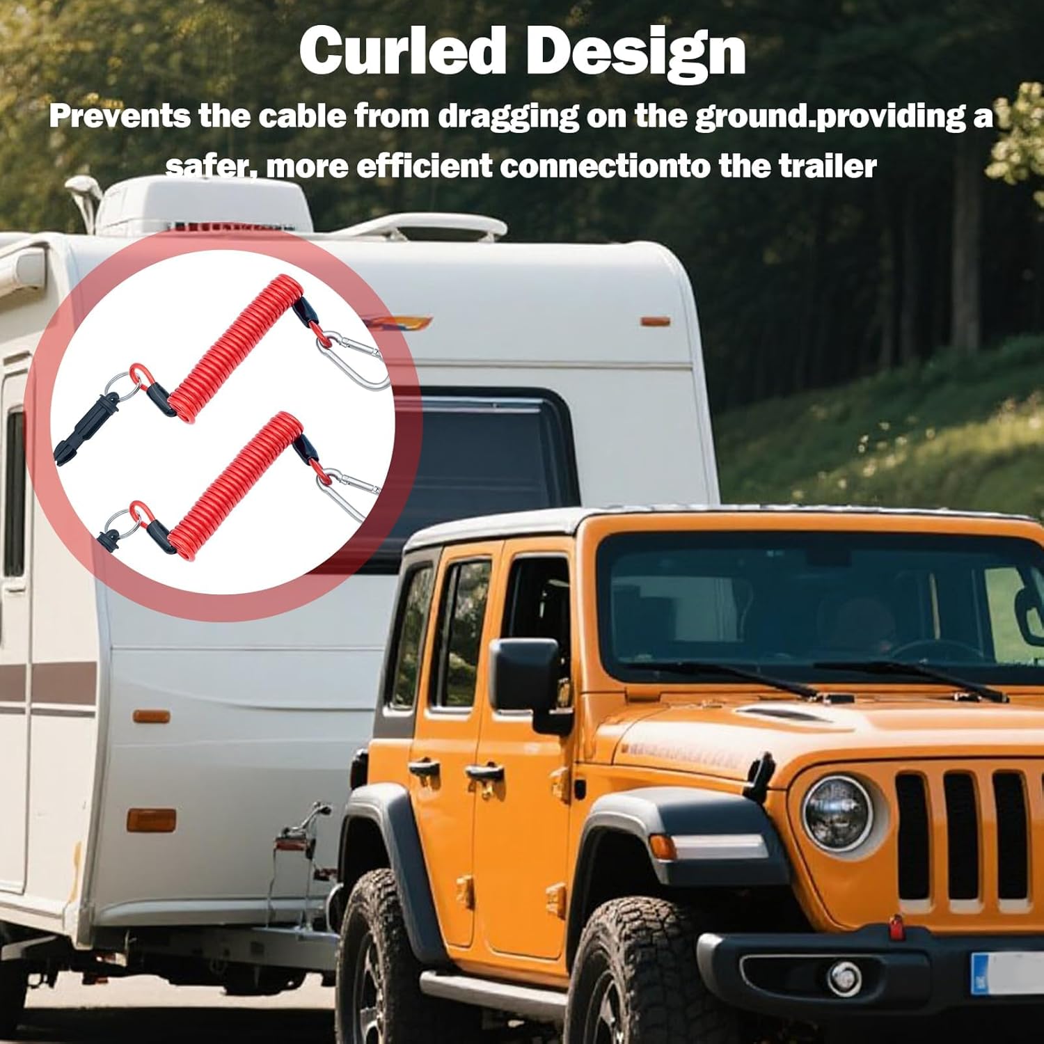 2pcs Trailer Breakaway Cable,Trailer Brake Away Cable,Trailer Emergency Brake Cable,Trailer Safety Cables,6ft High Rebound Spring Towing Coiled Wire for Rv Trailer Camper Emergency Connection - Image 6