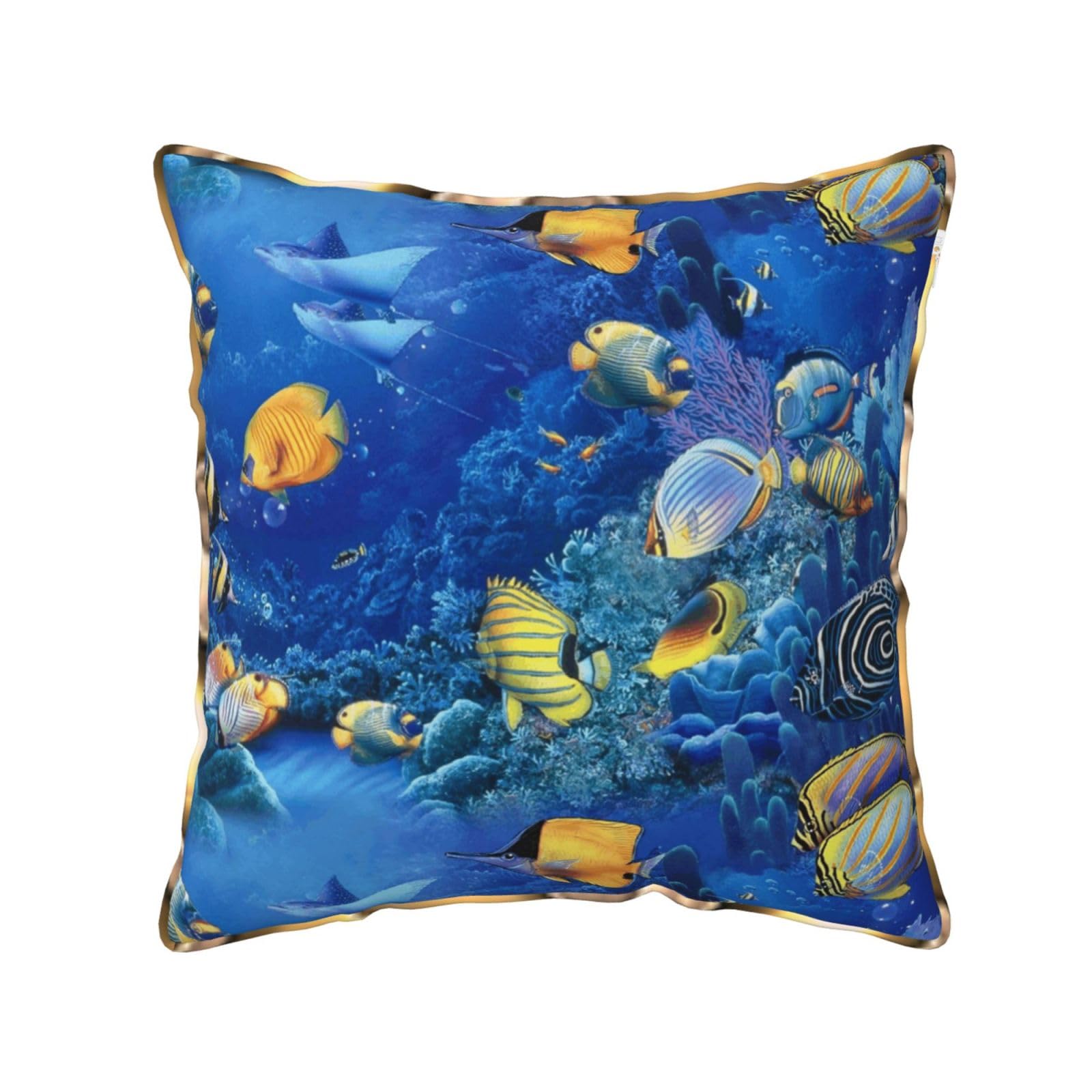 FZGGWYHL Tropical Fishes printed Velvet Throw Pillow Cover Pillowcase