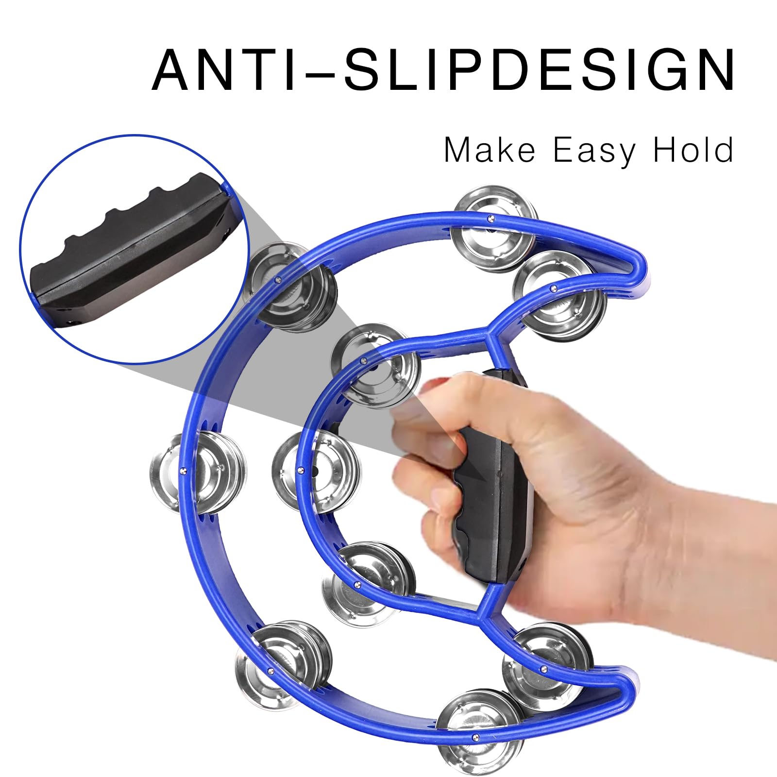 Musfunny Tambourine Hand Held Drum with Double Row Jingles, 8 inch Tambourine Musfunny Tambourine Hand Held Drum with Double Row Jingles, 8 inch Tambourine