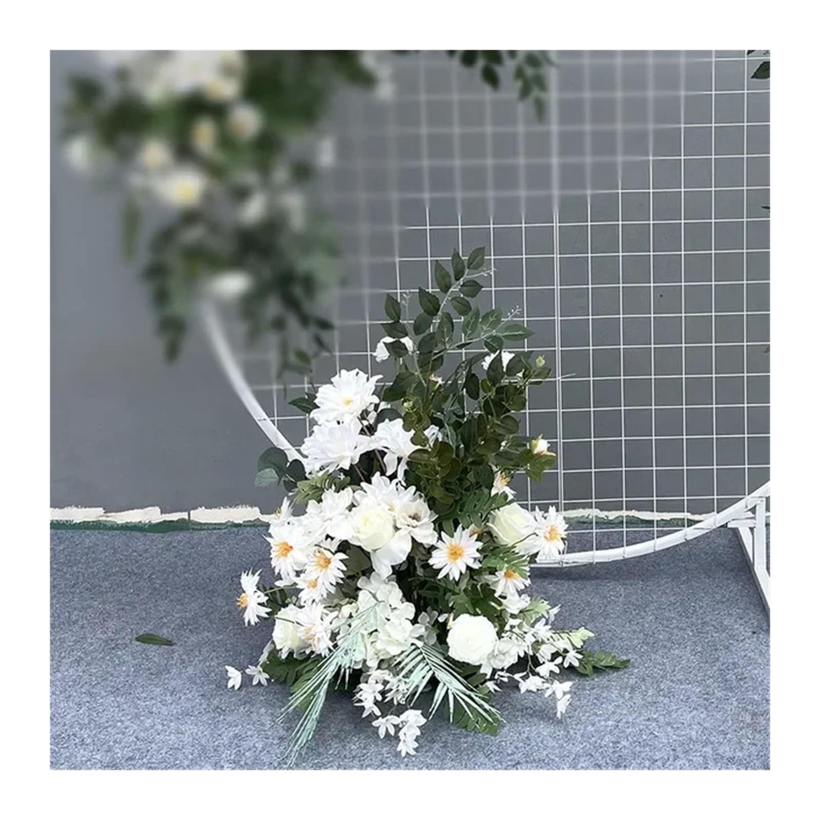 Flower Arch Wedding Flower Simulation Artificia Silk Flowers Arch Round Art Window Decoration Props T Stage Leaf Hanging(Color3 S)