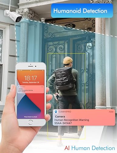 Miniatura 9 de RTSP Cámara bala WiFi para exteriores para seguridad del hogar, cámaras domésticas de vigilancia IP de 1080P, visión nocturna de 65 pies, detección