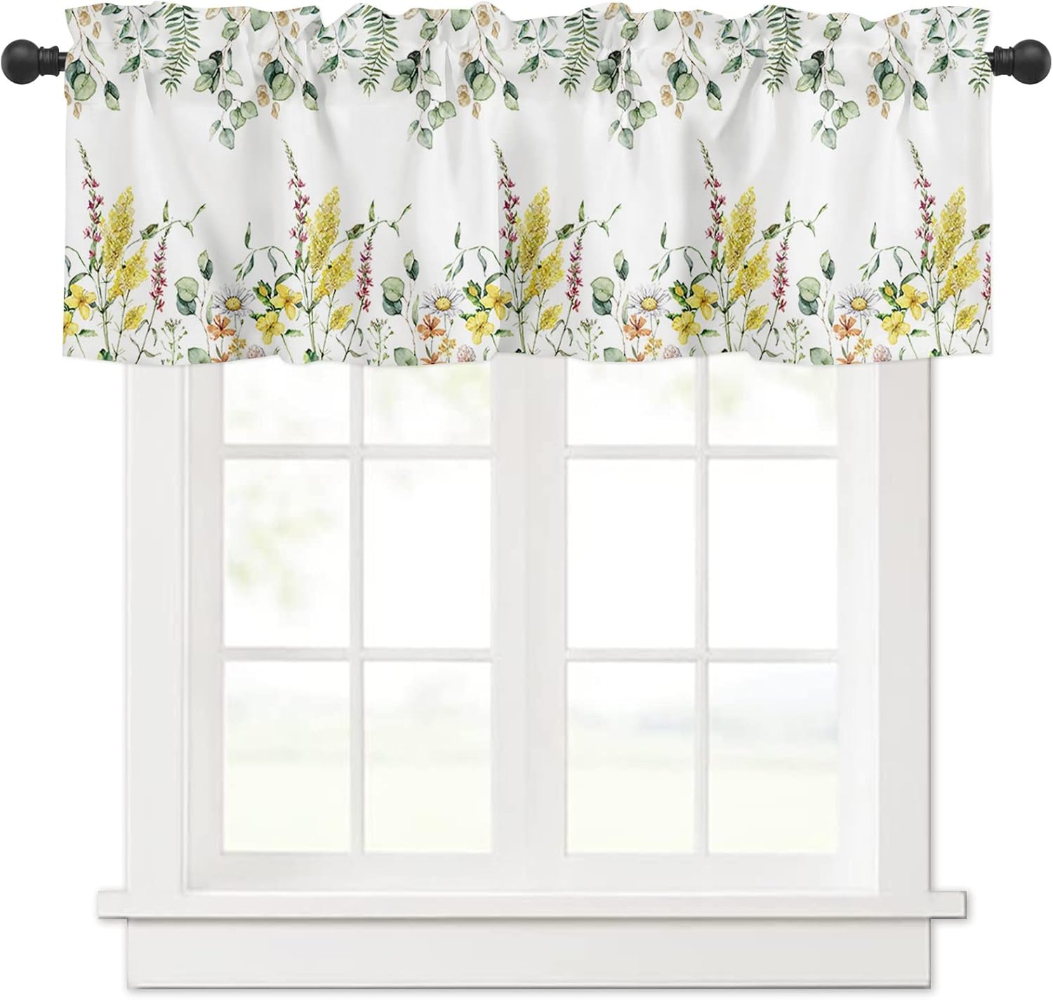 Valance Curtains for Kitchen Windows Chamomile Meadow