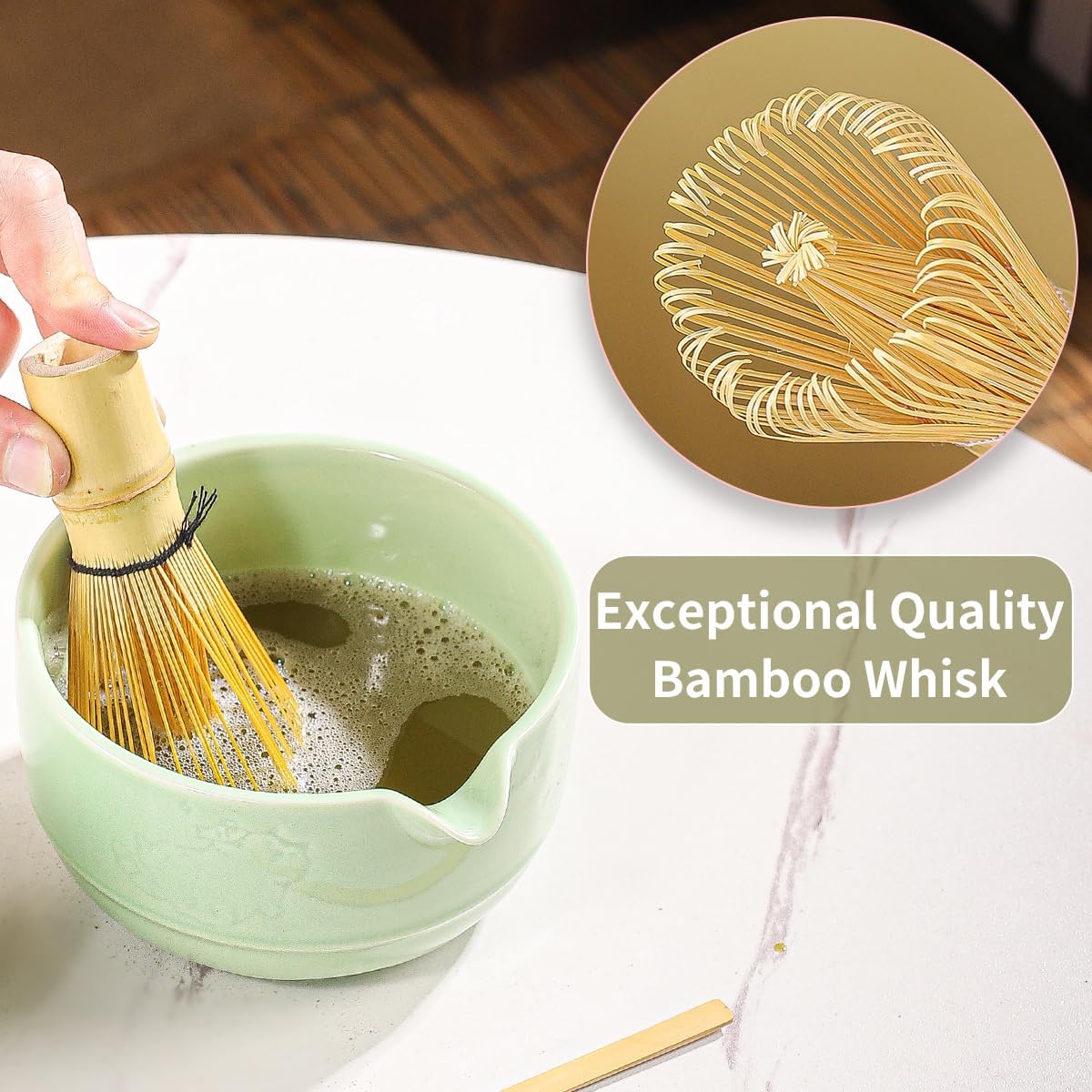 Matcha Tea Set, 5-Piece Ceramic Matcha Bowl & Whisk Kit with Cute Cat Pattern, Traditional Japanese Chawan, Scoop & Sifter, Perfect for Tea Ceremony, Gift for & Tea Lovers (green) thumbnail
