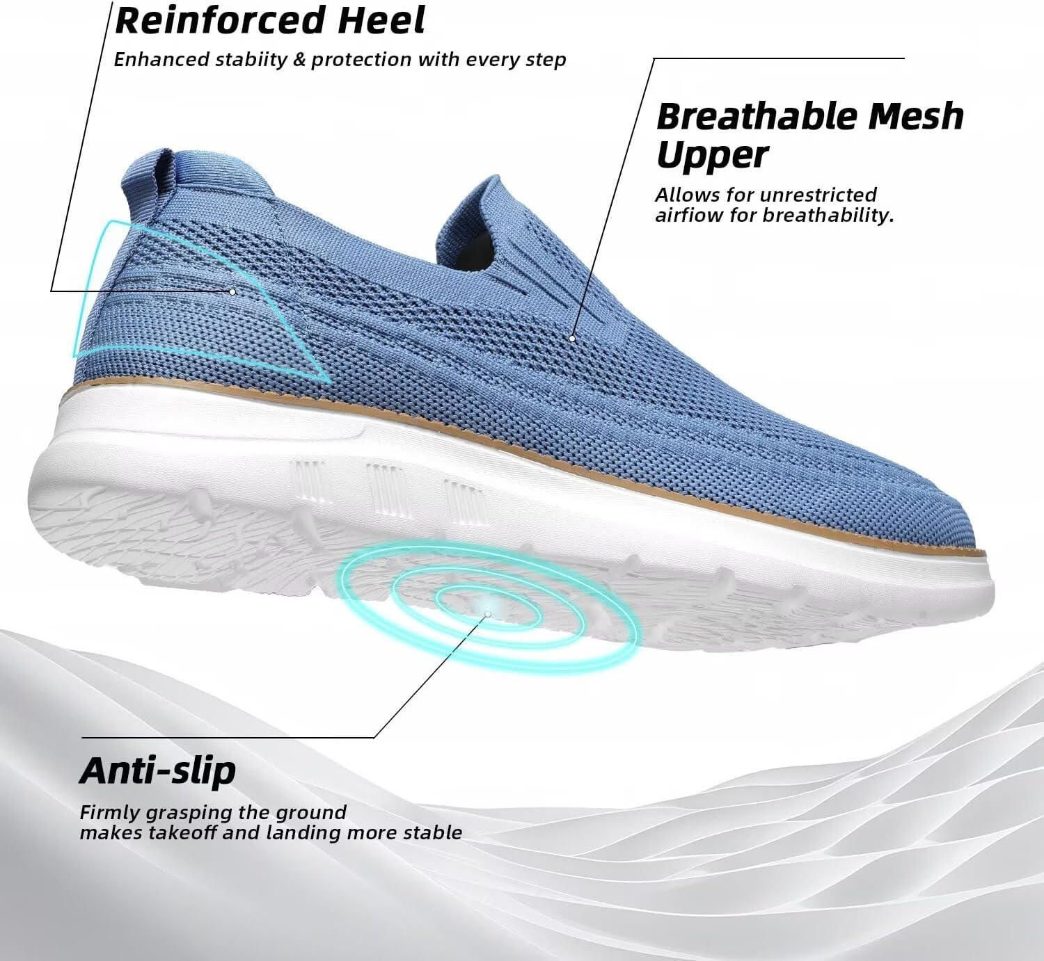 Men's Walking Boat Shoes Slip On Casual Loafers Non Slip Comfortable Lightweight Work Driving Shoes - Image 6