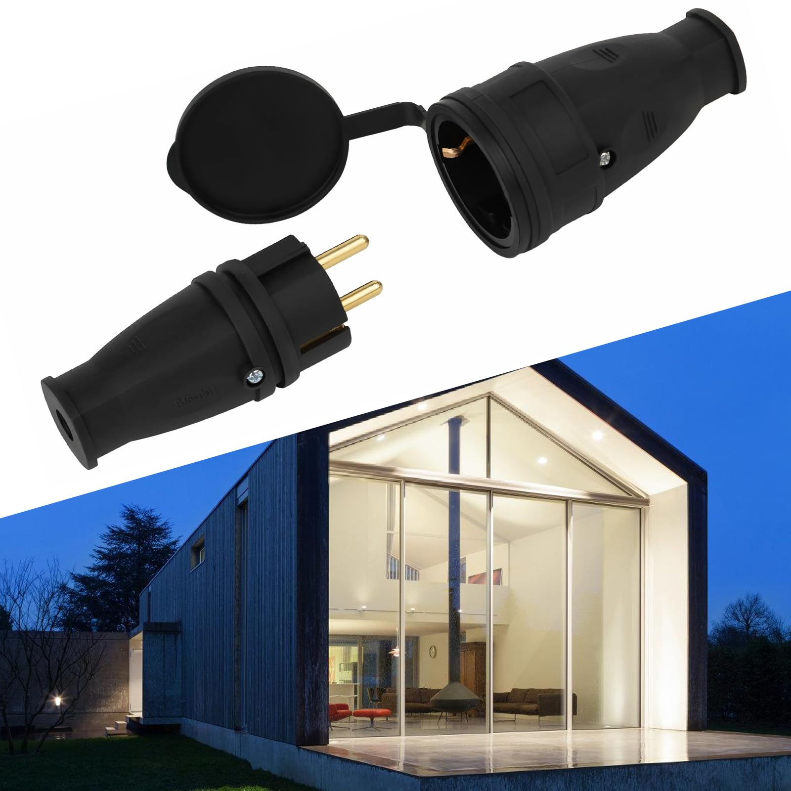4 Sets Kit Fiche Mâle+Prise Femelle, Fiche Électrique En Caoutchouc Broche, Mâle Et Femelle, 16a 250v Kit De Sécurité En Caoutchouc, Prise Industrielle En Caoutchoucs Pour L'extérieur