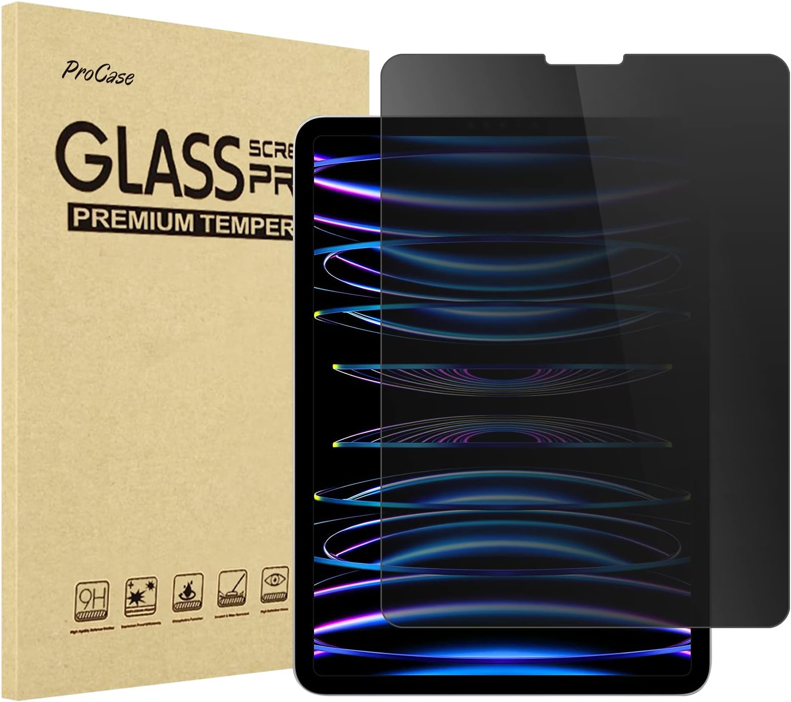 Privacy Screen Protector for iPad Pro 11 4th 3rd 2nd 1st 2022 2021 2020 2018, Anti-Spy Tempered Glass Film Guard -1 Pack