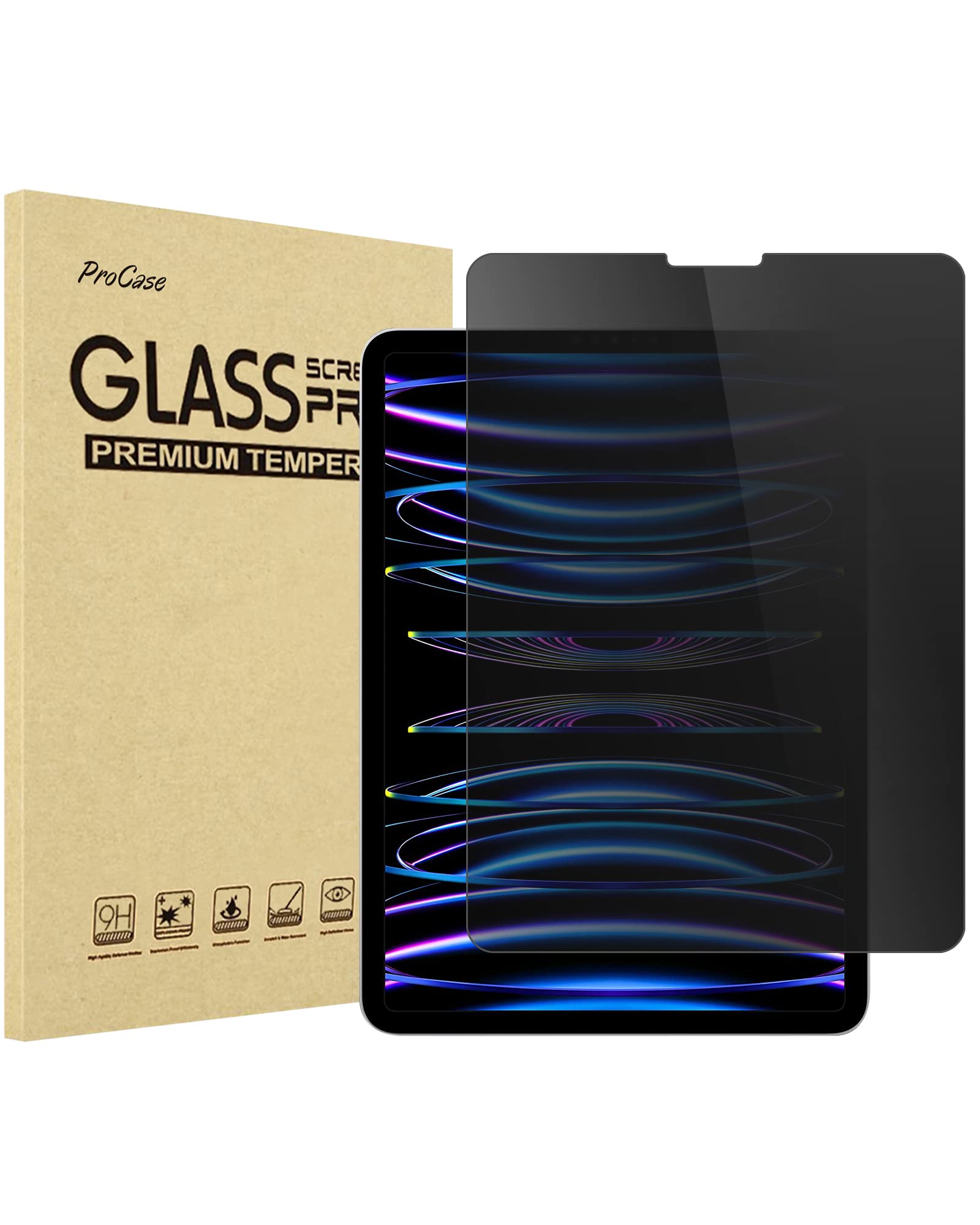 ProCase Verre Trempé Anti Espion pour iPad Pro 11 - Protection Écran 9H