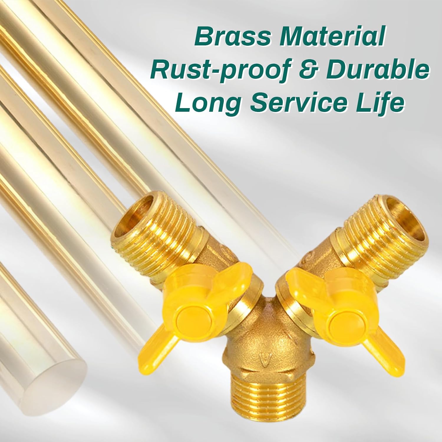 Heavy Duty Brass 3-Way Gas Valve Y Splitter - G1/2 Male Thread Dual Shut Off Ball Valve for Natural Gas & Propane - 2 Independent Switches Fuel Hose Connector (NOT 1/2 NPT)