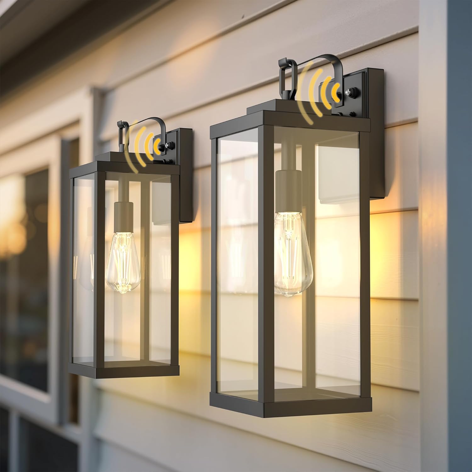 L LOHAS LED 2 Pack 17 Inch Large Size Dusk to Dawn Outdoor Light Fixture, Black Waterproof Anti-Rust Porch Lights Ourdoor, Exterior Lighting Fixtures for Porch, Doorway, Garage, ETL Listed