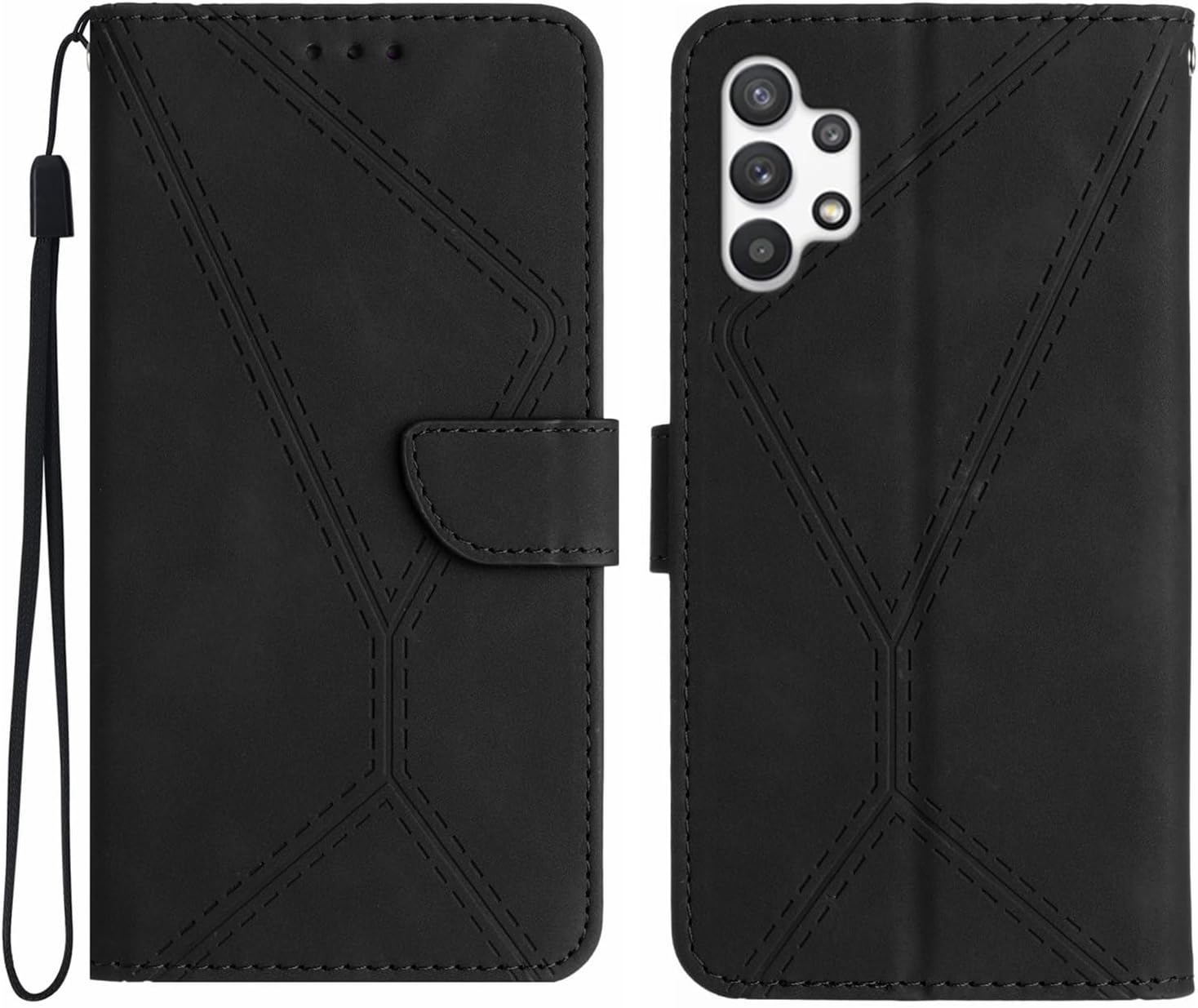 Compatible with Samsung Galaxy A72 5G Case,Compatible with Samsung Galaxy A72 4G Kickstand Flip Card Slot Magnetic Closure Phone Cover Black