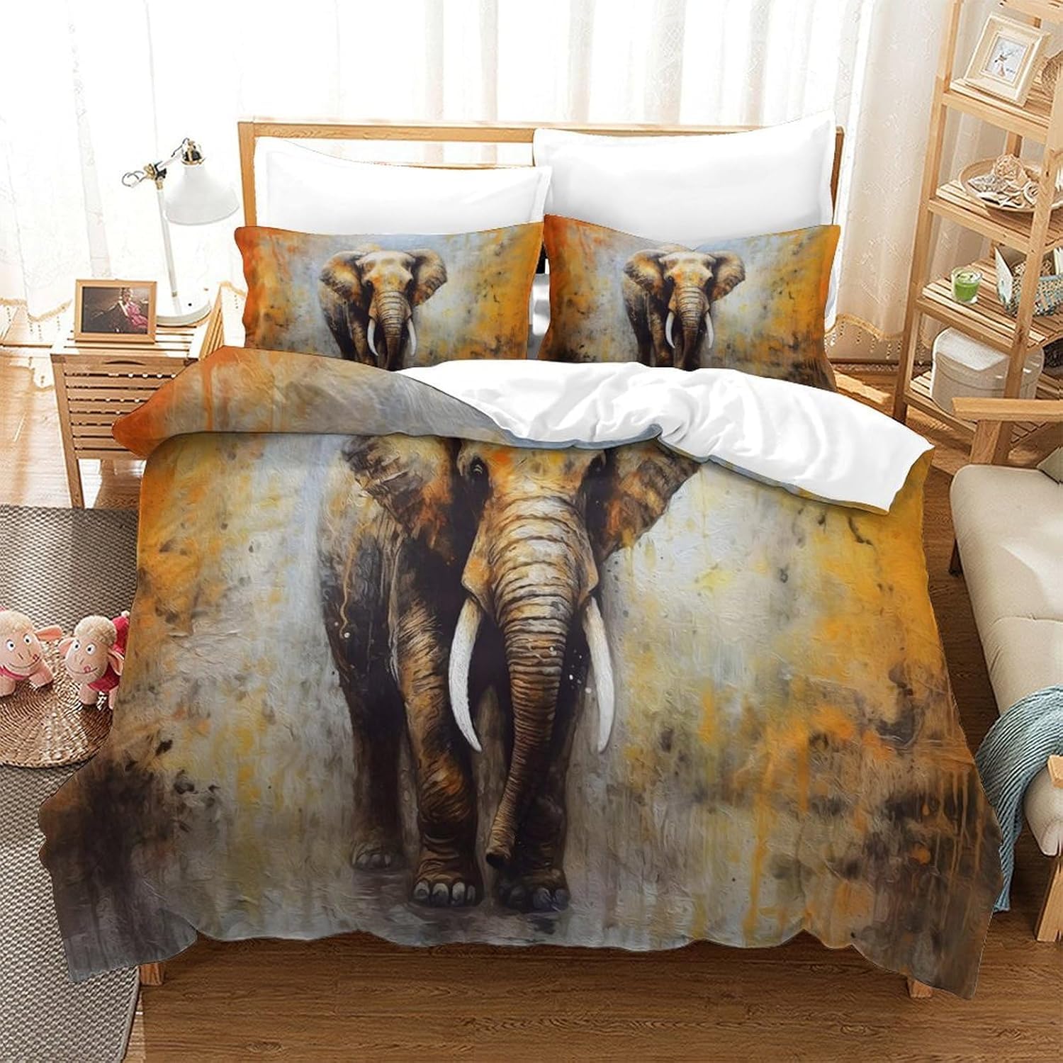 Housse de couette 260x230 éléphant pour transformer votre chambre en une oasis de calme exotique