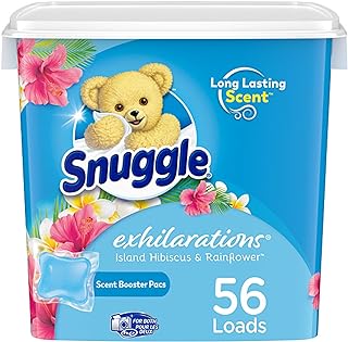 Snuggle Exhilarations in Wash Laundry Scent Booster Pacs, Island Hibiscus and Rainflower, 56 Count