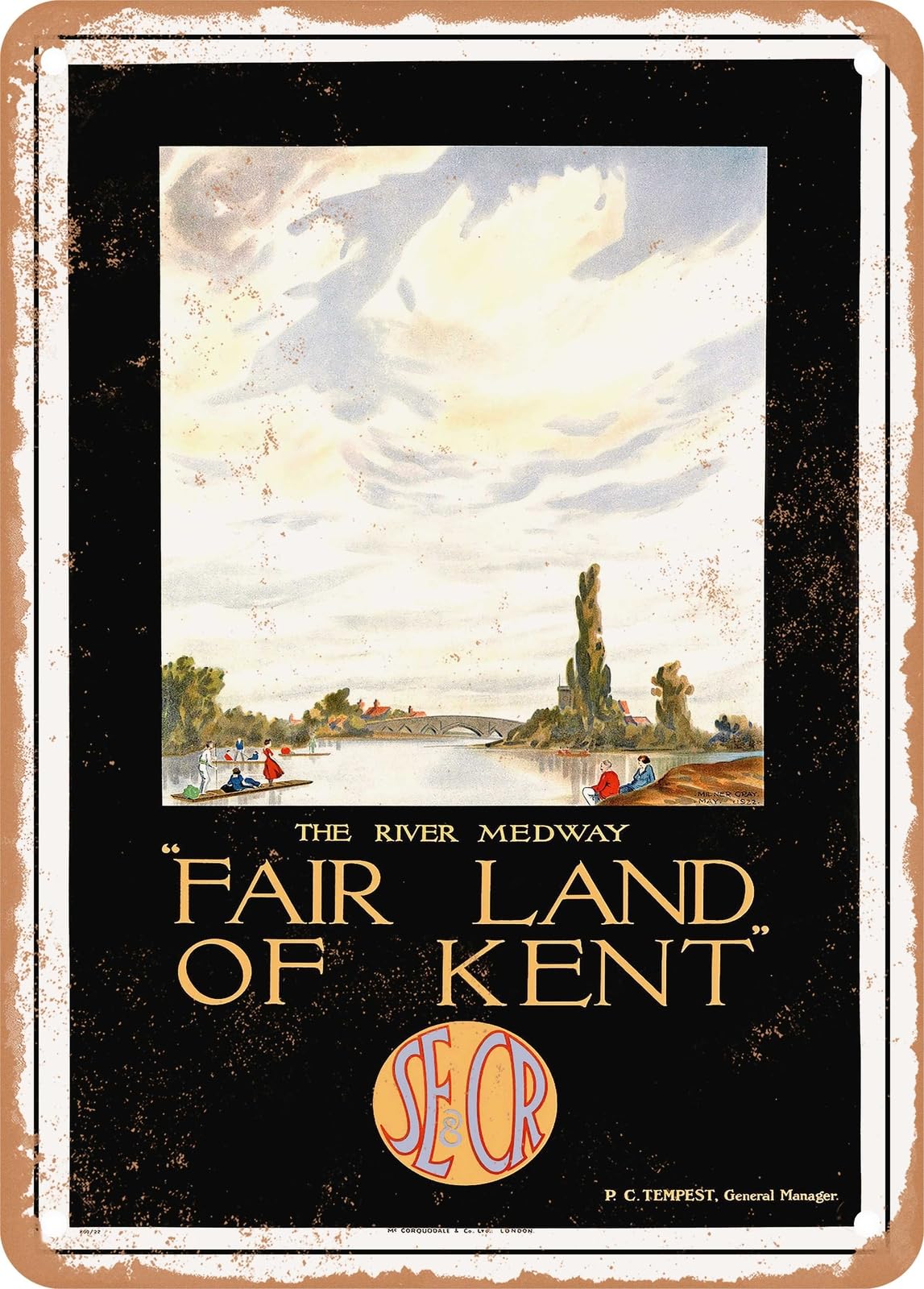 METAL SIGN - 1922 The River Medway Fair Land of Kent Vintage Ad home decor