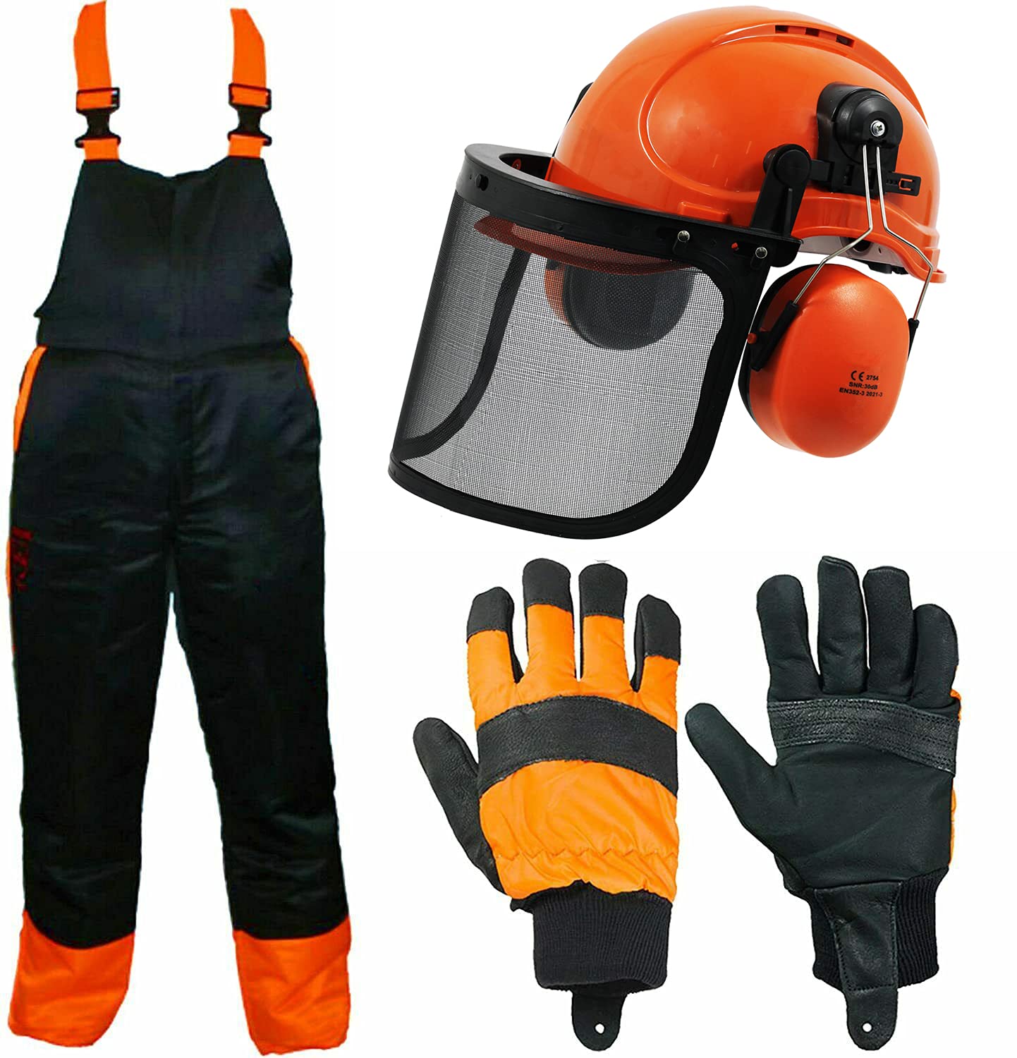 SPARES2GO Chainsaw Safety Seatless Bib and Braces Forestry Trousers ...