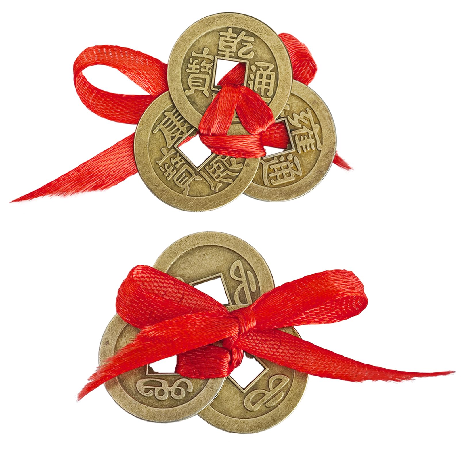 2 szt. chińskie Feng Shui trzy monety I Ching dla Fortune W torba na prezent SKU: Y1145, 2,3 cm