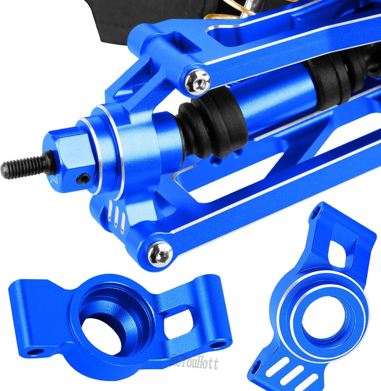 RC Aluminum Caster Block & Steering Blocks & Rear Stub Axle Carriers & Steering Bellcranks Upgrades Part for 1/16 Mini Maxx 4WD (Car Model:#107154-1#108046-1#108164-1#108076-1),Navy Blue