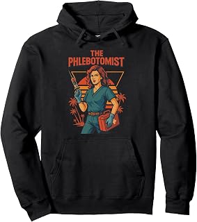 Healthcare Blood Draw Medical Humor Phlebotomist 80s Retro Pullover Hoodie