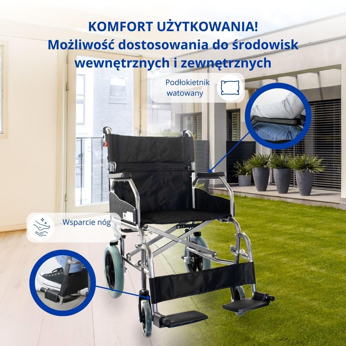Wózek inwalidzki składany | Aluminium | Małe koła | Zdejmowane podnóżki i składane oparcie | Muzeum | Deluxe | Mobiclinic