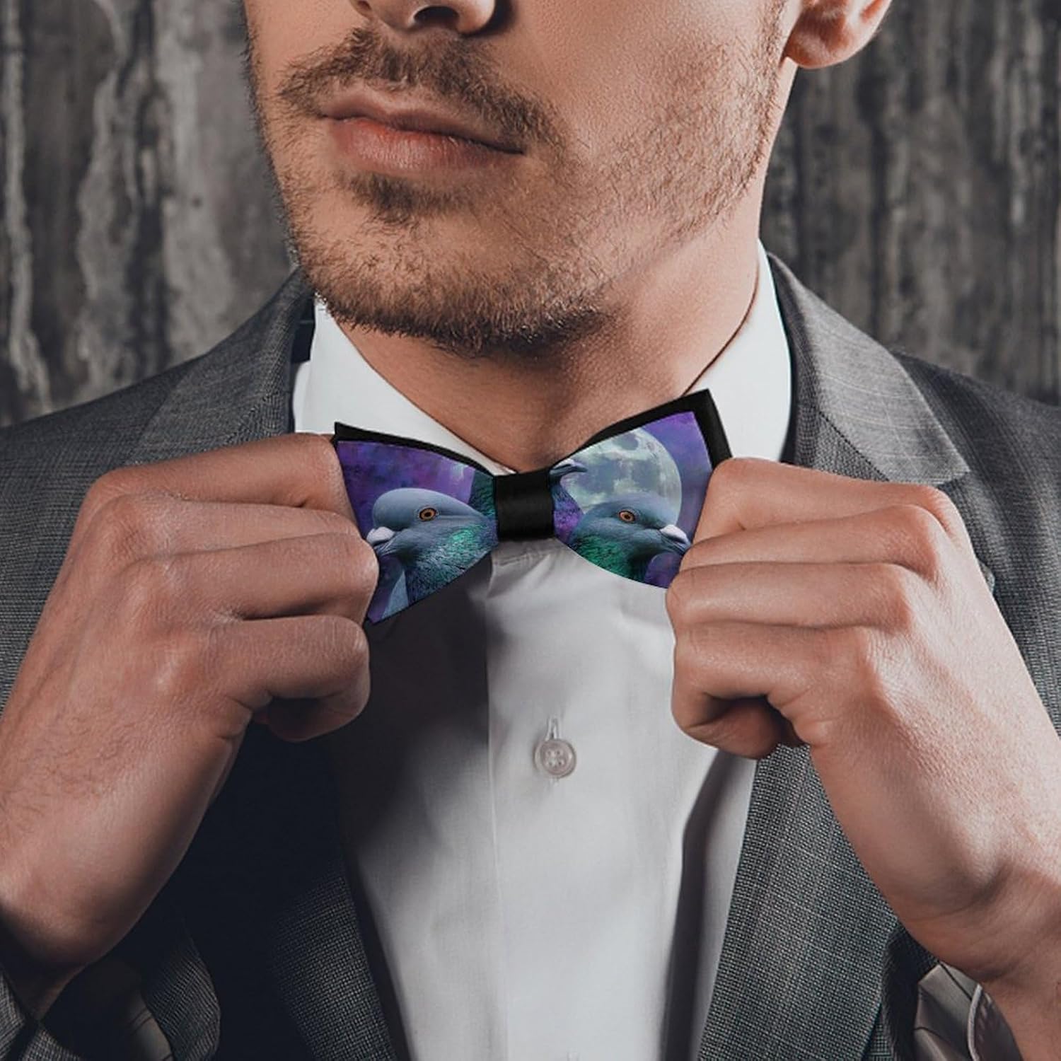 Three Pigeon1 Moon Novelty Men's Bow Tie Pre-tied Adjustable Bowtie Accessories for Wedding Party