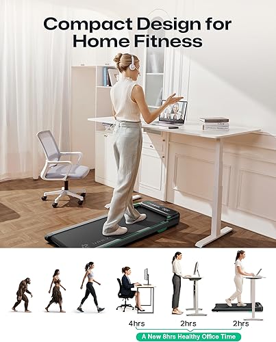 Miniatura 6 de UREVO Smart Walking Pad, Quiet Under Desk Treadmill with APP & Remote, Portable Shock-Absorbing Walking Jogging Machine, Sleek Compact Design for