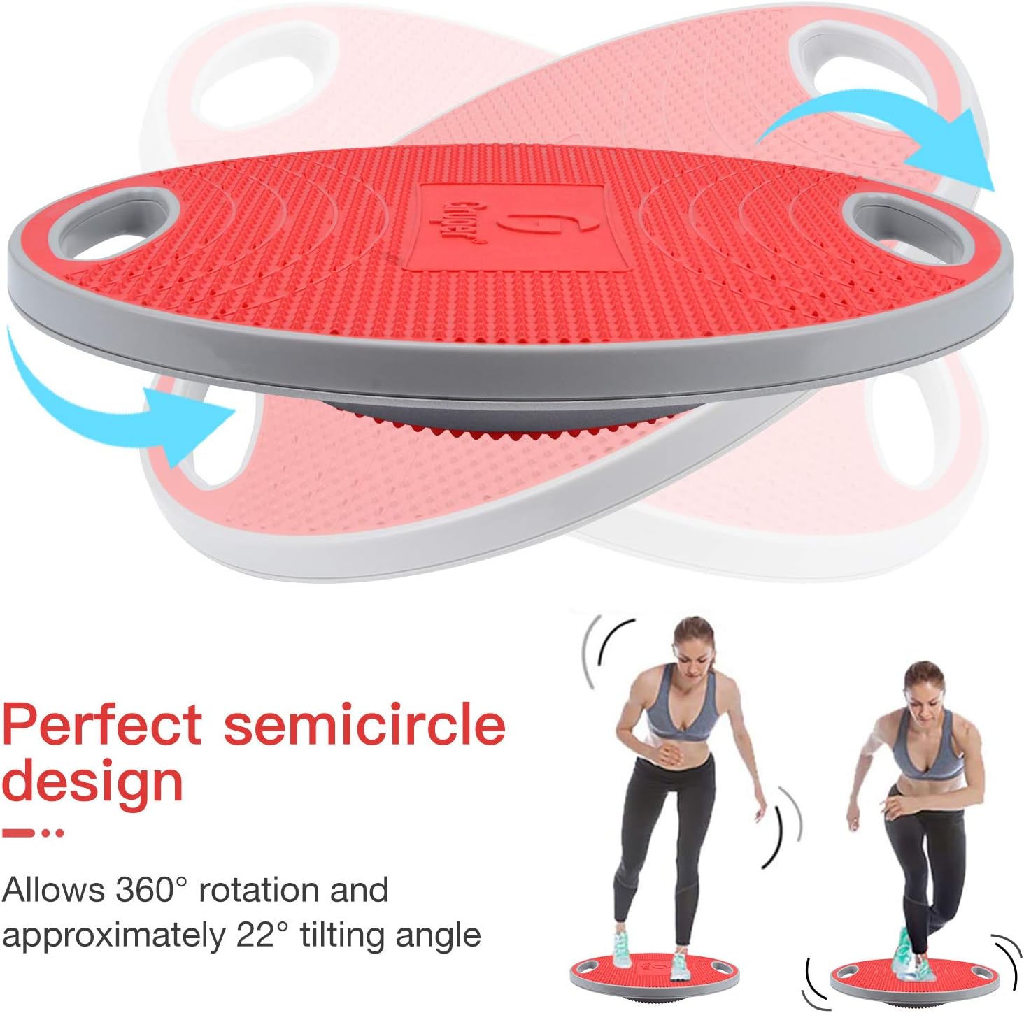 Gruper Wobble Balance Board,Exercise Balance Stability Trainer Non-Skid TPE Bump Surface & Bottom Healthy Material Portable Rocker Board for Balance Training and Exercising