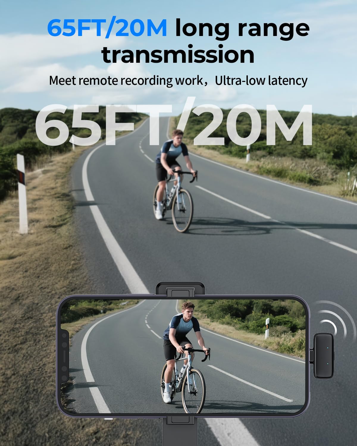 Mini Microfono Lavalier wireless per iPhone e Android, microfono a clip con cancellazione/Voice change per registrazione video,Tiktok, Youtube, Vlogging,Trasmissioni dal Vivo,Interviste