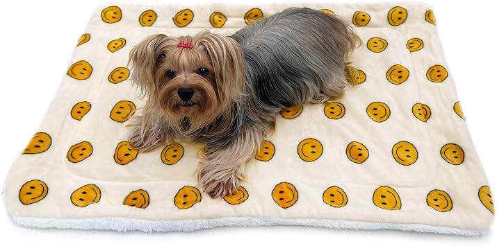 KLIPPO Double Layered Ultra Plush Dog/Puppy Blanket/Mat/Padding/Cover/Throw/Spread Small, Happy Face