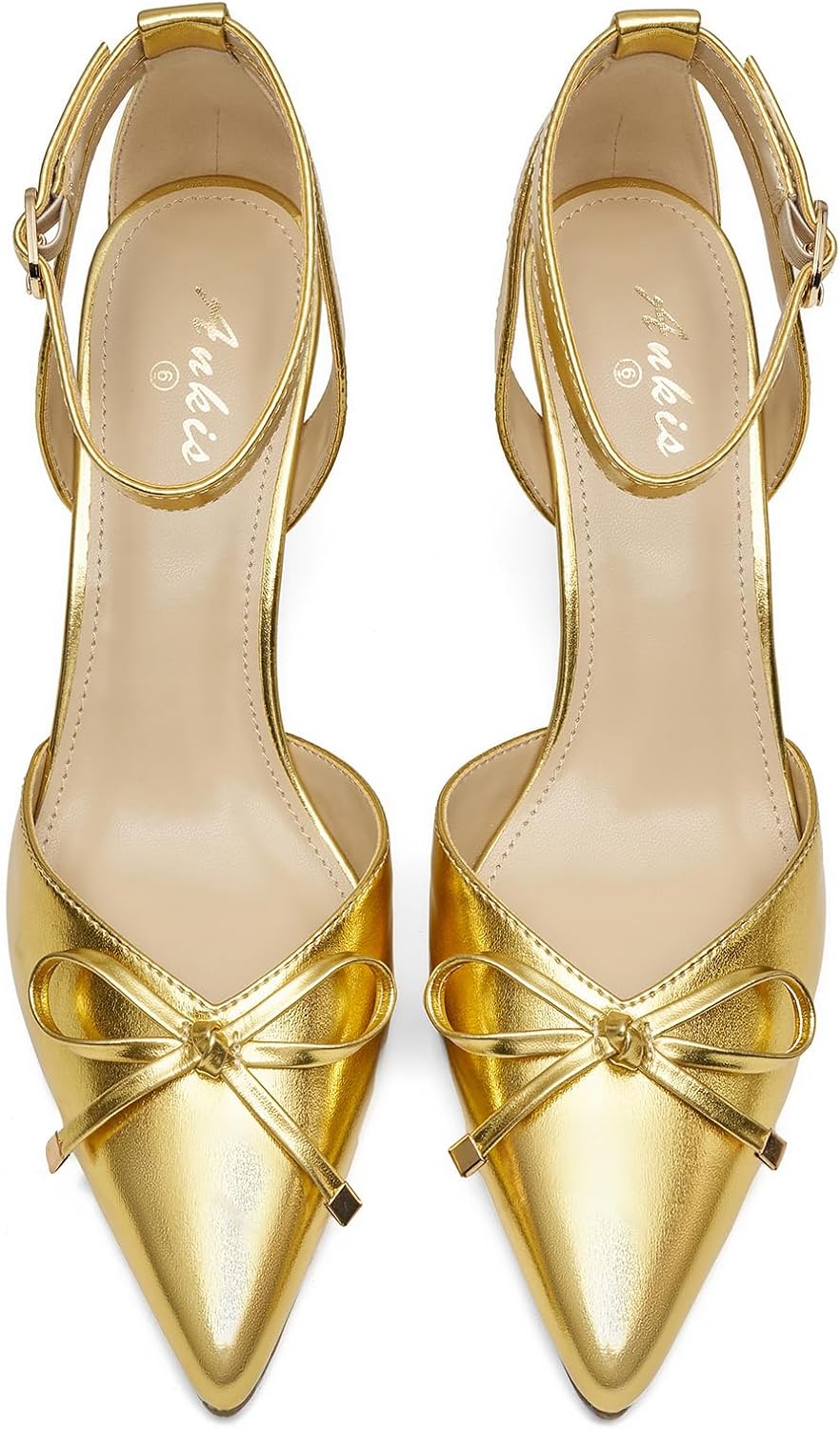 Ankis Closed Toe Kitten Heels for Women, Bow Stiletto Dress Wedding Heels image 5