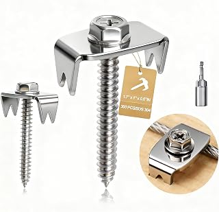 Fence Staples with Screws, 200 Pack Stainless Steel Fence Fasteners, Heavy Duty Wire Clips with Driver Bit, Reusable Barbed Fence Post Staples for Mesh, Cattle Panels, Chicken Wire and Garden Fencing