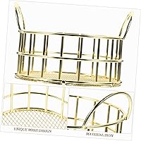 Vista 7 de Caja de almacenamiento redonda de 2 piezas, cesta de almacenamiento de alambre de metal de escritorio con oreja de gato, bandeja de rejilla