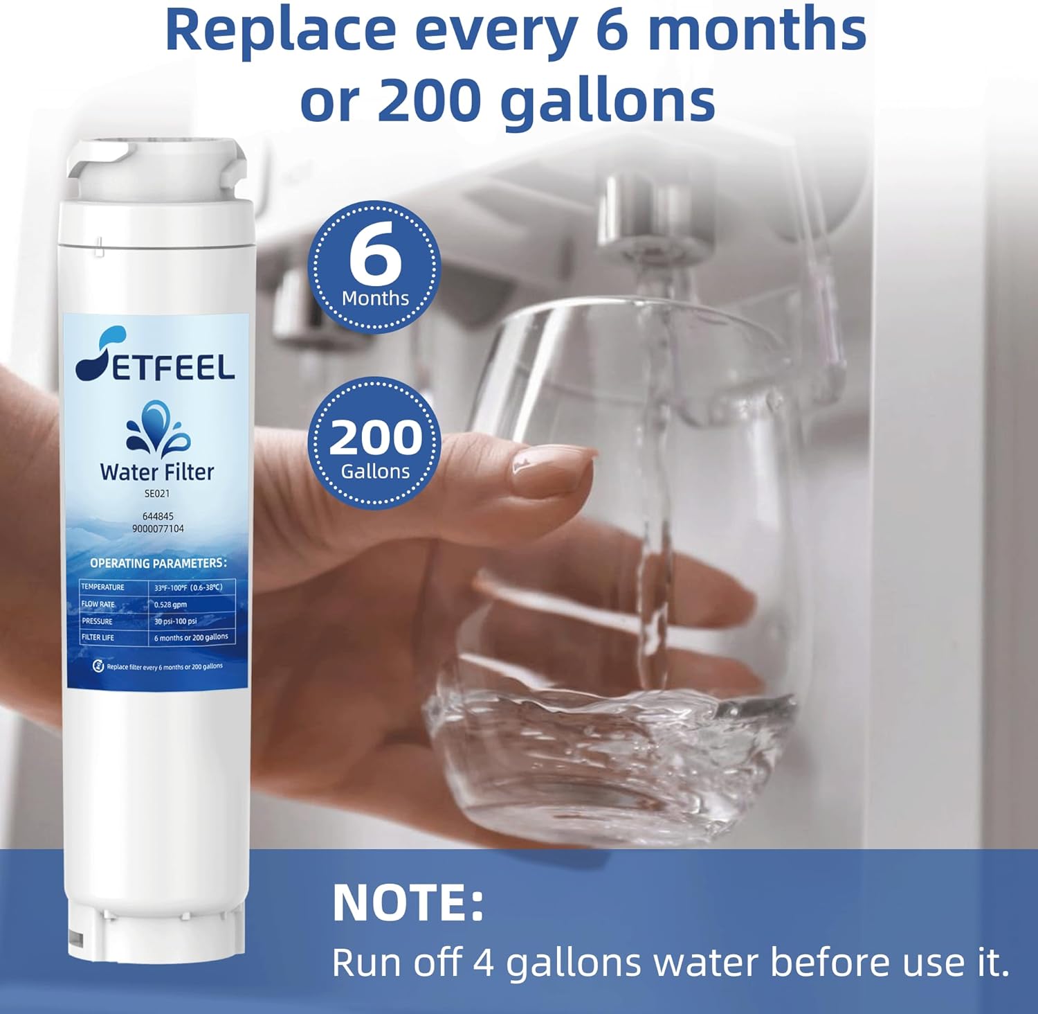 11034152 Water Filter Replacement Fit Bosch Thermador Ultra-Clarity 644845 REPLFLTR10 BORPLFTR10 9000-077104 9000194412 B26FT70SNS B22CS80SNS, Thermador 11028820 00740560, 2 Packs SETFEEL
