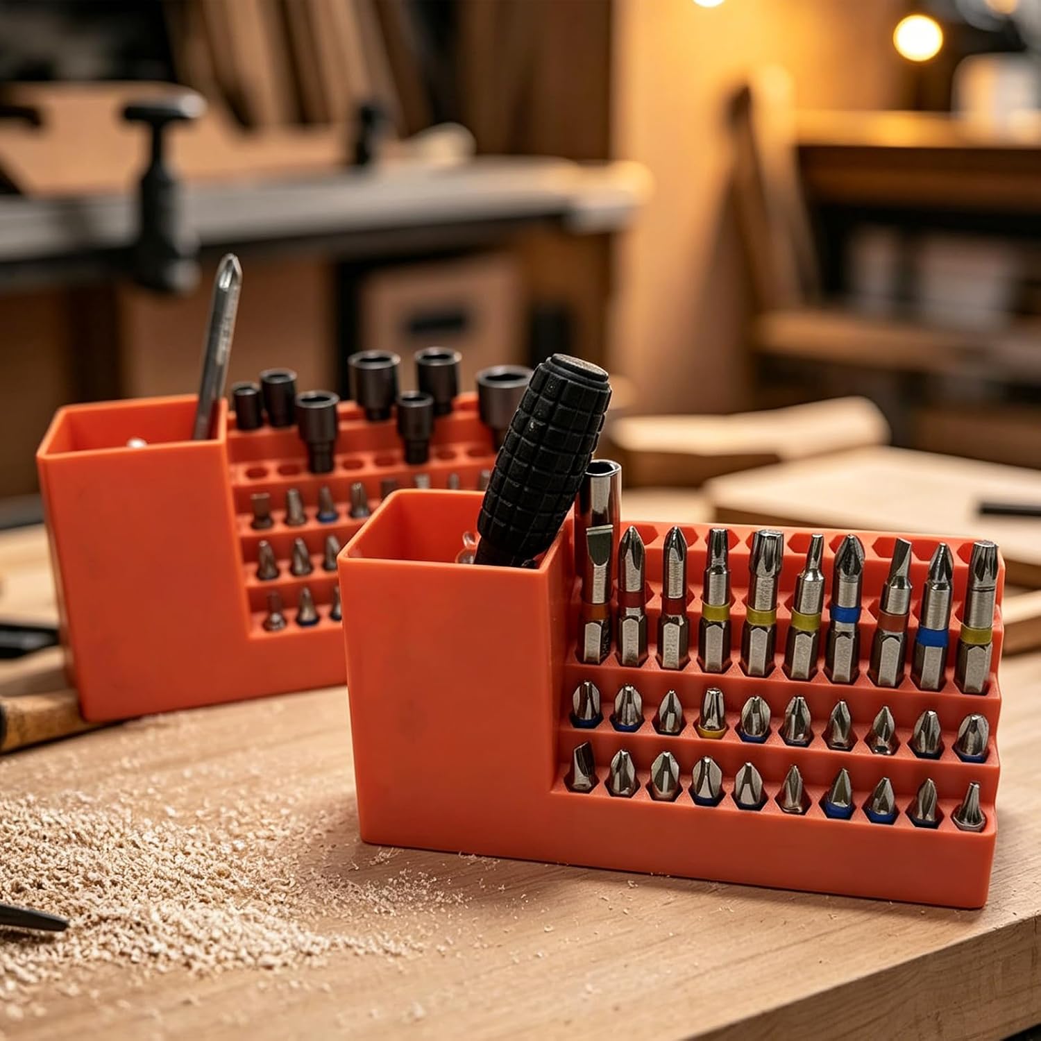 50 Slots Drill Bit Organizer Holder - Screwdriver Bits Holder Storage Tool Box for Garage Workshop image 3