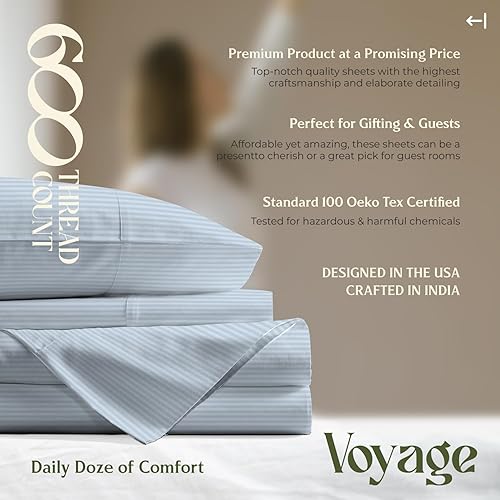 Miniatura 41 de Mayfair Linen - Juego de sábanas tamaño individual XL de 600 hilos, 100 % algodón, 3 piezas, refrescantes, en Yaxa, para colchón profundo