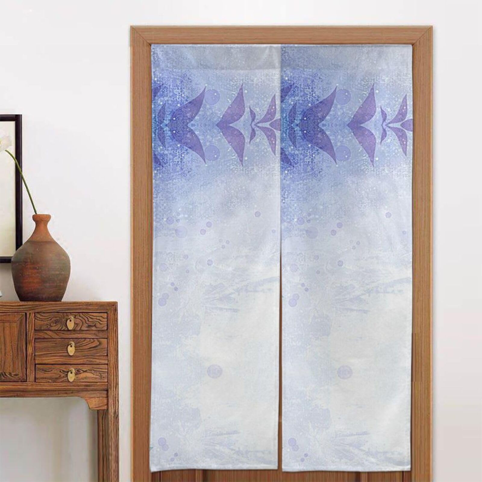 Rideau de porte japonais Noren BAFAFA imprimé fleur de glace 86x142 cm