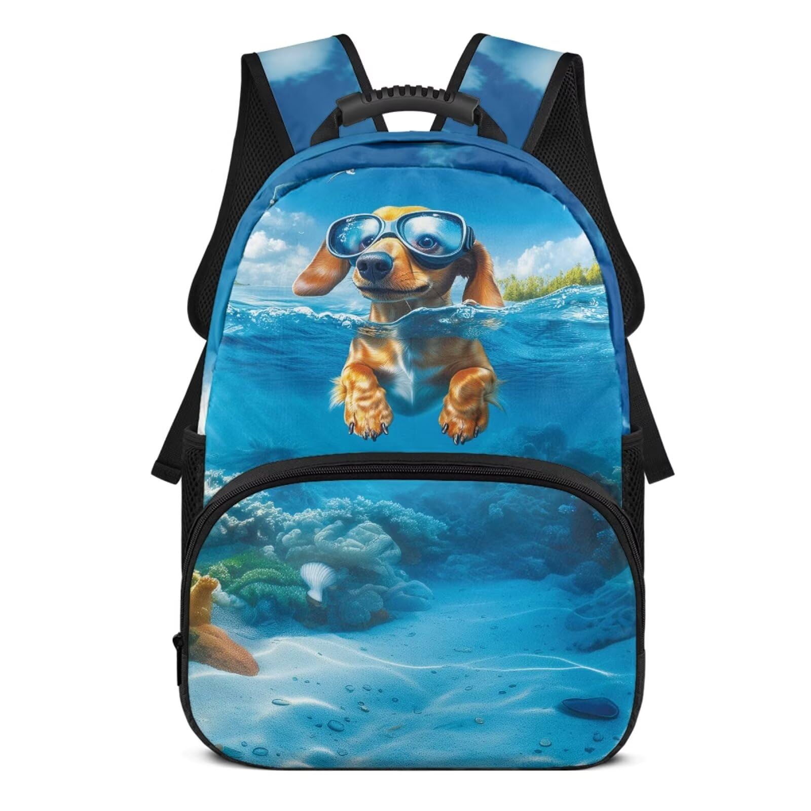 Suobstales Dachshund Print Kids School Backpack Casual Travel Daypack School Backpack for Teens Boys Girls Middle School Laptop Backpack with Zippe