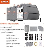 Vista 7 de VEVOR Funda para Remolque de Viaje, Funda para RV de 18-20 pies, Funda de Tela No Tejida de 4 Capas para Caravana, Impermeable, Resistente al Viento