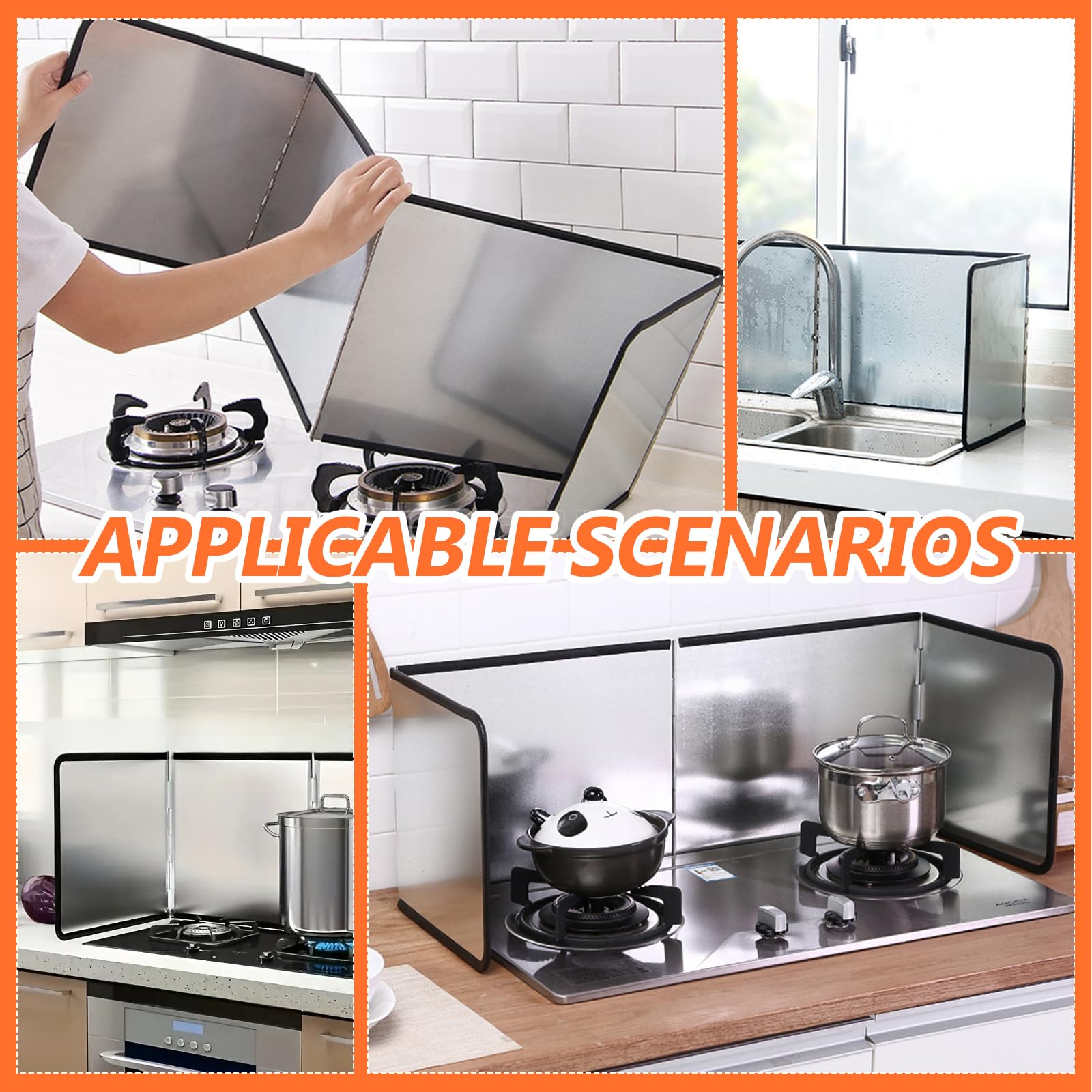 Protection anti-éclaboussures pour cuisine - 4 protections anti-éclaboussures - Paroi pliante - Protection anti-éclaboussures - Protection anti-éclaboussures pliable pour cuisines - Taches