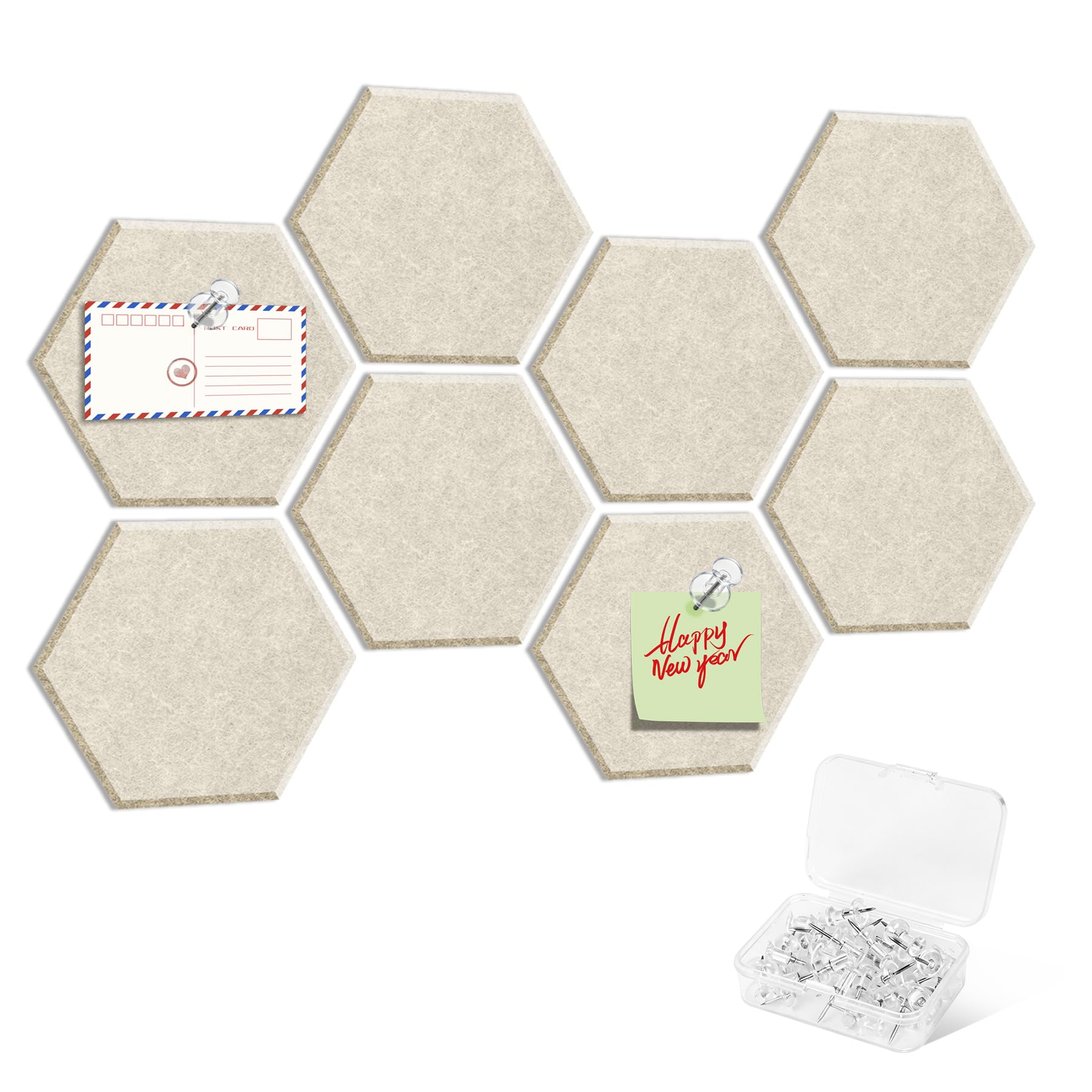 8PCS Hexagon Felt Bulletin Cork Tiles, Bulletin Board for Walls Decor