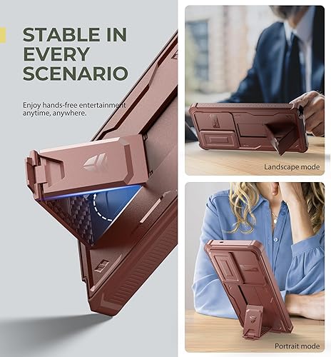 Vista 160 de Dexnor Funda para Samsung Galaxy S24 Plus con cubierta deslizante integrada para cámara, protector de pantalla y soporte, a prueba de golpes, funda