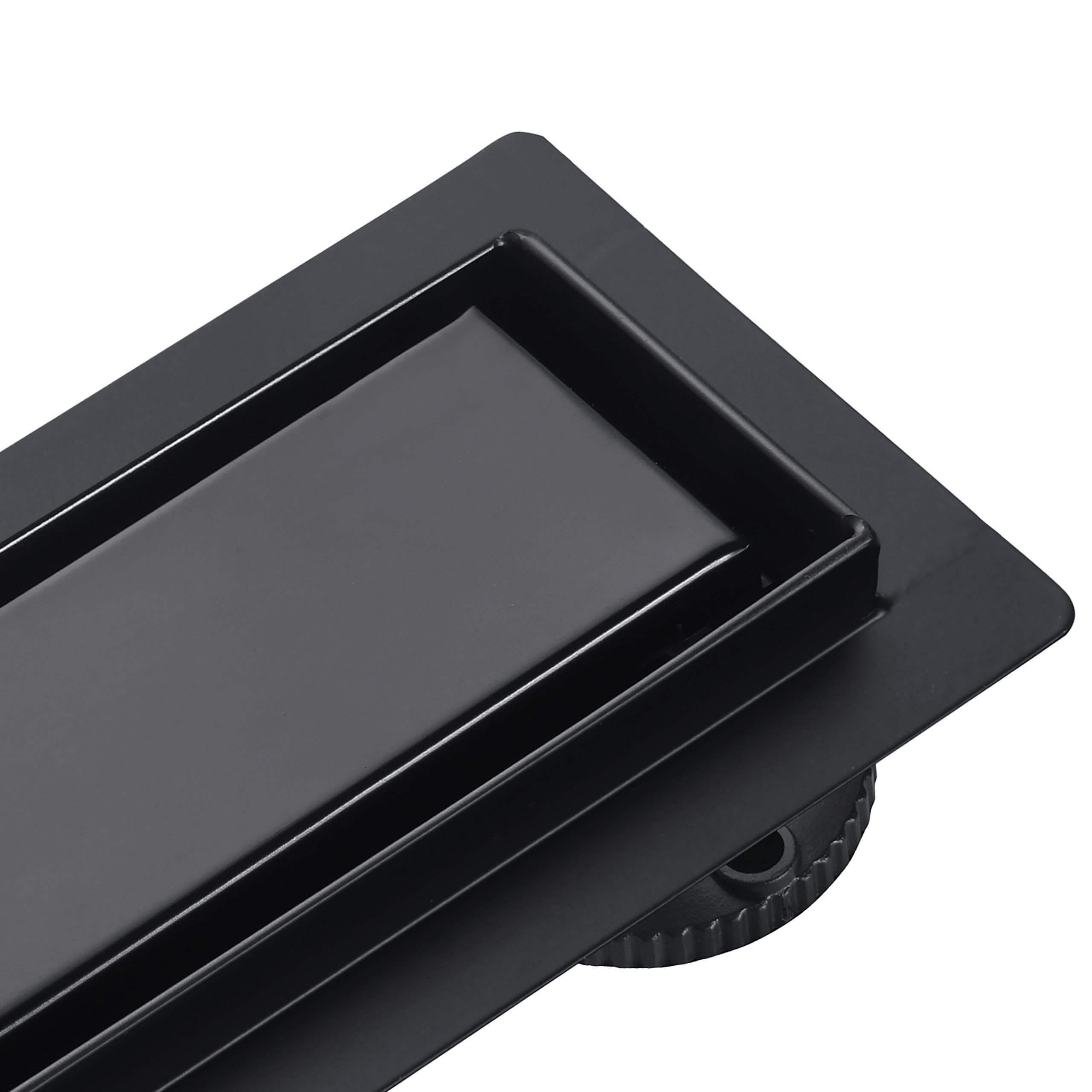 AQUAUNO BASIC SCARICO LINEO 70 cm ACCIAIO INOSSIDABILE NERO MONTAGGIO BASSO 52 mm SET DI SCARICO LINEO DA DOCCIA COMPLETO