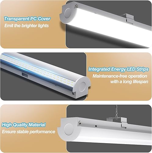 Miniatura 6 de AntLux Luz LED de tienda de 8 pies, tira de luz LED de 110 W equivalente a 6 lámparas fluorescentes F32T8, lámpara de techo comercial compacta de 8