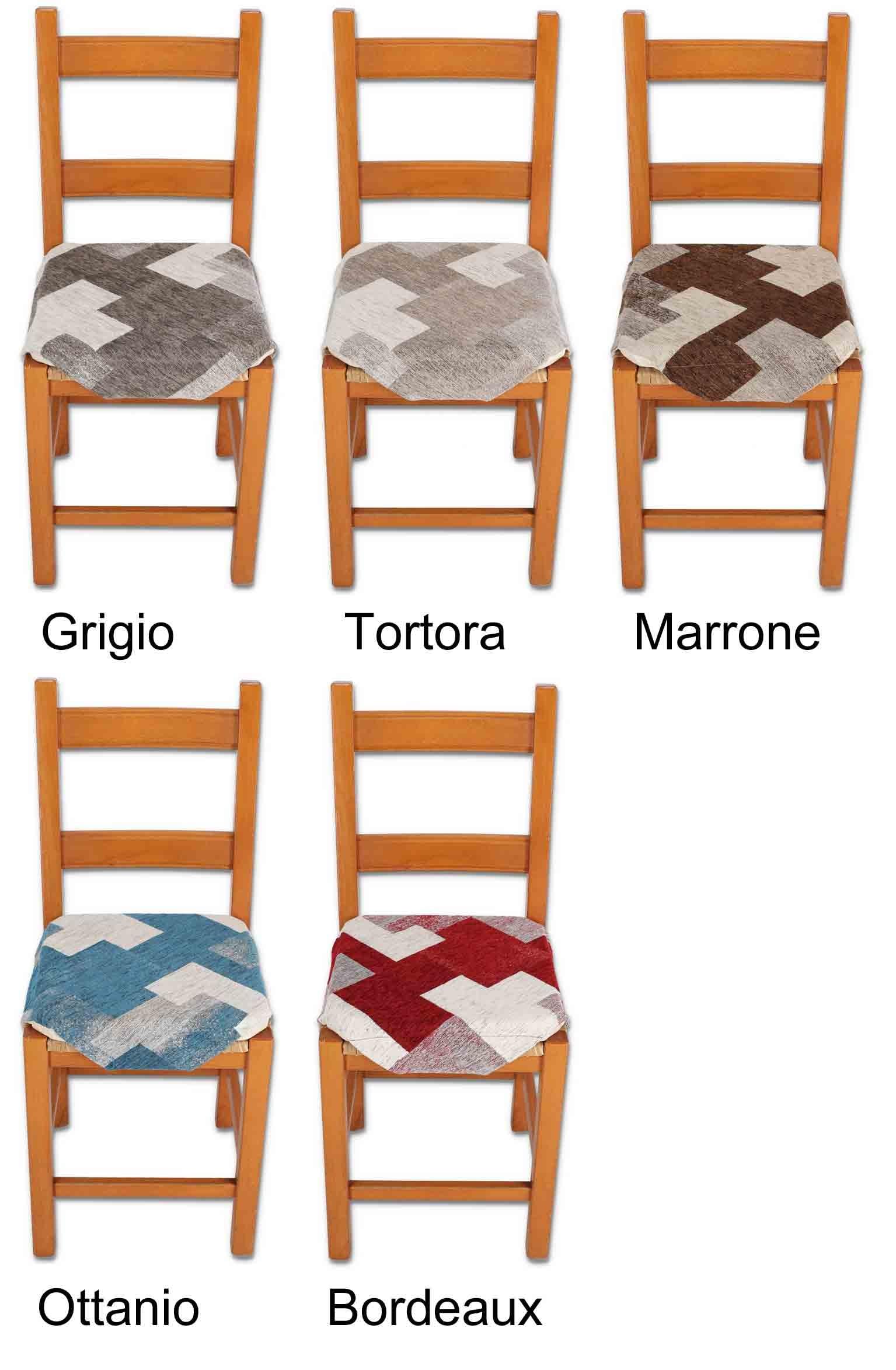 Casatessile Cuscino coprisedia Imbottito con Alette STYLO Cuscino Sedia Cucina Sfoderabile - Tortora, Set 6 PCS