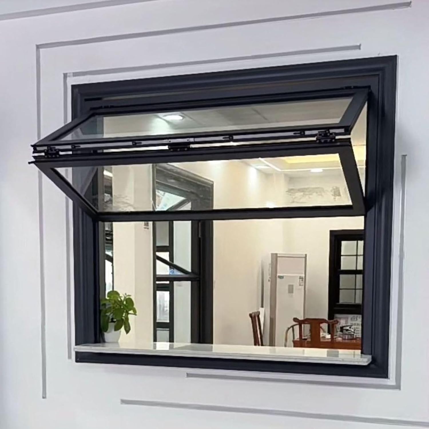 Custom Folding Sliding Concession Window with Locking Handle, Aluminum Drop Down Serving Windows, Up and Down Folding Window for Outdoor Kitchen, Bar(WxH 24x32in/60.9x81.2cm)