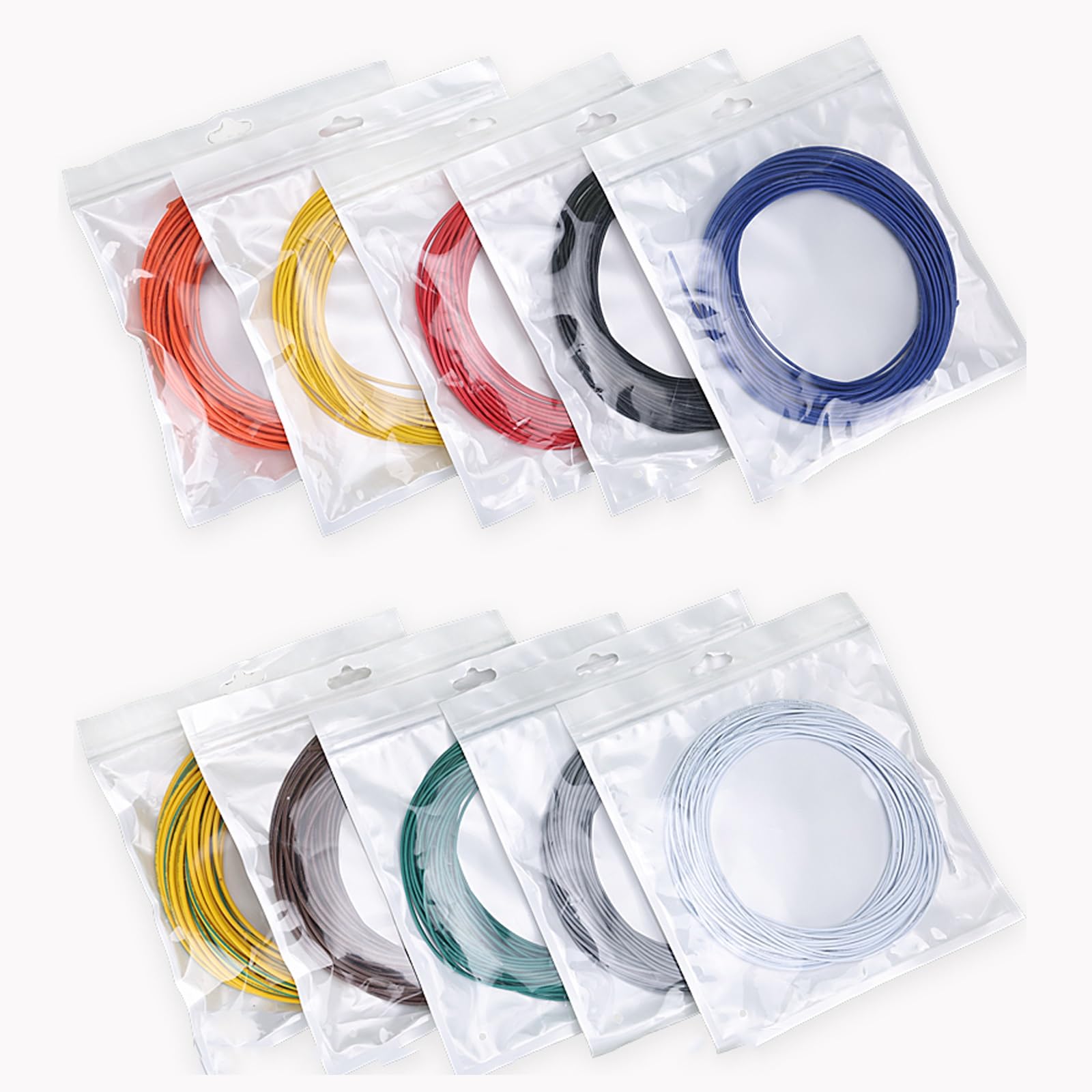 Alambre eléctrico de alta temperatura Calor, Cable electrónico de un solo núcleo aislado 26-18AWG UL1332 FEP 300V 200°C Multicolor(25ft,22AWG)