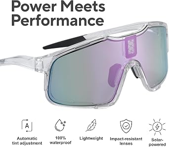 CHAMELO Falcon Smart Sports Sunglasses with Instant Automatic Tint Adjustment, Solar-Powered, IP68 Waterproof